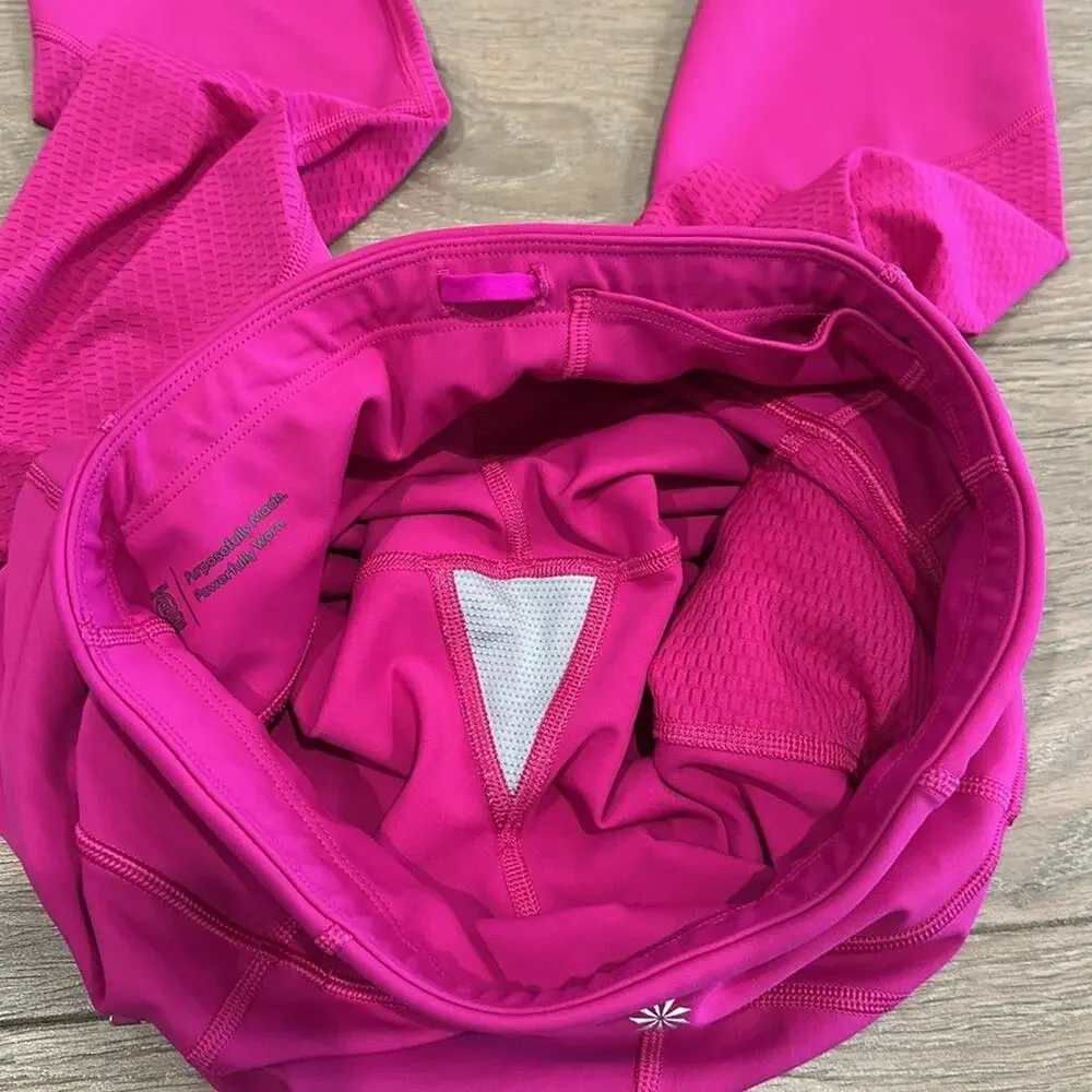 ATHLETA‎ Electric Fuchsia Mesh Contender High Rise Active Gym Yoga Run Capri S